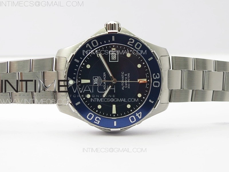 Aquaracer Calibre 5 41.5mm TARF 1:1 Best Edition Blue Dial Blue Bezel on SS Bracelet SW200